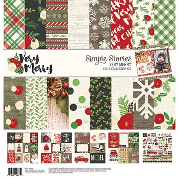 Набор бумаги 30х30 см с наклейками "Very Merry", 12 листов (Simple Stories)