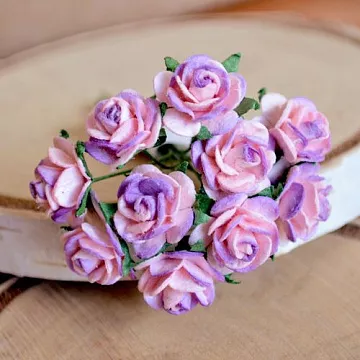 Букет средних розочек "Сиреневый с розовым", 1,5 см, 10 шт (Craft)