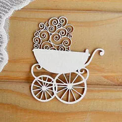 Украшение из чипборда "Коляска 3" (Просто небо)