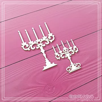 Чипборд "Торжество. Винтажные подсвечники", 4,3х6 см (СкрапМагия)