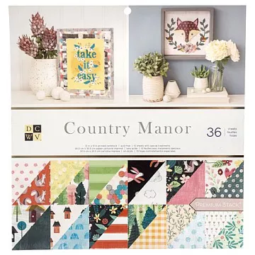 Набор бумаги 30х30 см с фольгированием "Country Manor Stack", 36 листов (DCWV)