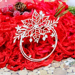 Чипборд "Рамка с пуансетией 1597", 8,5х9,5 см (Fantasy)