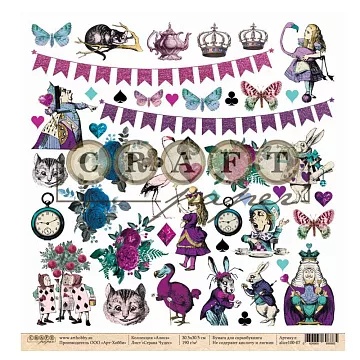 Бумага 30х30 см "Alice. Картинки" (CraftPaper)