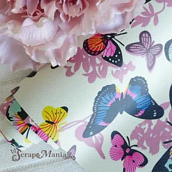 Отрез экокожи 30х69 см "Разноцветные бабочки на желтом" (Pty Китай)