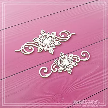 Чипборд "Ажурные снежинки с завитками", 7,6х3,4 см (СкрапМагия)