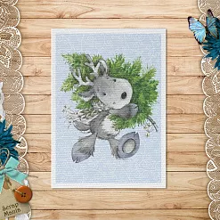 Тканевая карточка "Волшебный снегопад. Олененок с елкой" (ScrapMania)