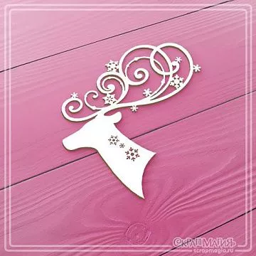 Чипборд "Волшебный олень", 7,2х6,8 см (СкрапМагия)