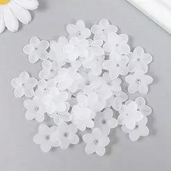 Набор акриловых украшений "Цветок белый матовый", 2х3 см, 40 шт (АртУзор)
