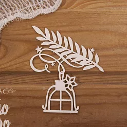 Чипборд "Веточка с фонарем", 6,9х7,9 см (Просто небо)