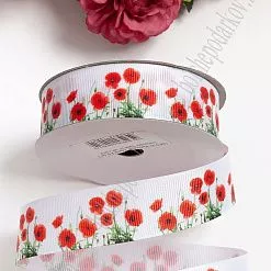 Лента репсовая "Цветы", 2,5 см, 1 м