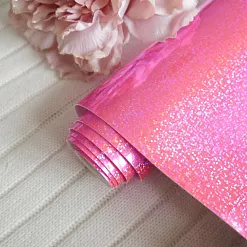 Отрез экокожи 30х69 см "Глянцевый глиттер. Ярко-розовый" (Pty Китай)