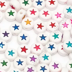 Набор бусин "Звездочки. Круглые разноцветные", 7 мм, 80 шт