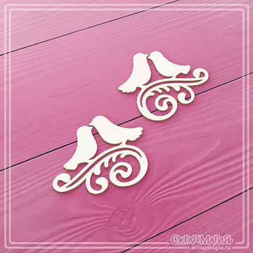 Чипборд "Пара птичек на завитке" (СкрапМагия)