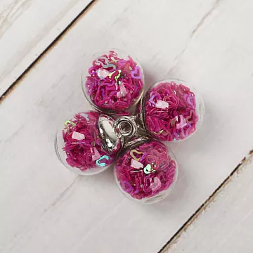 Набор стеклянных подвесок "Шар. Фиолетовые сердечки"