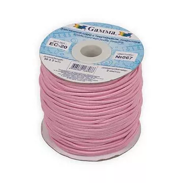 Шнур-резинка "Светло-розовый", толщина 2 мм, длина 10 м (Gamma)