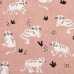 Отрез ткани 75х45 см "Лен. Doodling tiger pink" (Daily Like)