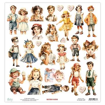 Бумага 30х30 см "Retro Kids. Для вырезания" (Mintay)