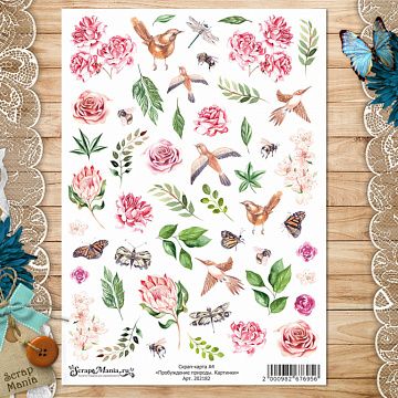 Скрап-карта А4 "Пробуждение природы. Картинки" (ScrapMania)