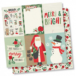 Набор бумаги 30х30 см с наклейками "Merry & Bright", 12 листов (Simple Stories)