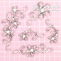 Чипборд "Цветы ажурные", 9,1х5 см (Scrapiki)