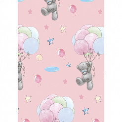 Отрез ткани 50х55 см "Me to you. Мишки на шариках. Розовый" (Peppy)