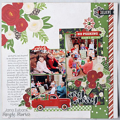 Набор бумаги 30х30 см с наклейками "Very Merry", 12 листов (Simple Stories)