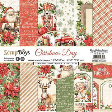 Набор бумаги 15х15 см "Happy Christmas", 24 листа (ScrapBoys)