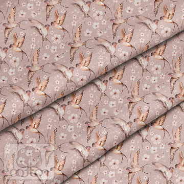 Отрез ткани 79х50 см "Поцелуй ласточек" (Cotton)
