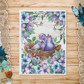 Тканевая карточка "Наше гнездышко. Птенцы" (ScrapMania)