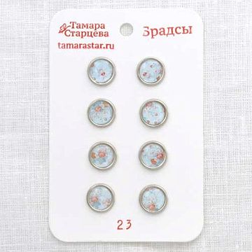 Набор брадсов "Розы на голубом", 8 шт (Тамара Старцева)