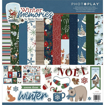 Набор бумаги 30х30 см с наклейками "Winter Memories", 12 листов (Photo Play)