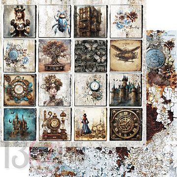 Бумага 30х30 см "Vintage in blue. Карточки" (13Arts)