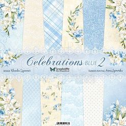 Набор бумаги 30х30 см "Celebrations Blue 2", 6 листов (ScrapAndMe)