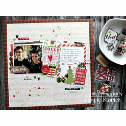 Набор бумаги 30х30 см с наклейками "Very Merry", 12 листов (Simple Stories)