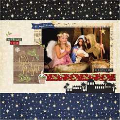 Набор бумаги 30х30 см с наклейками "O Holy Night", 6 листов (Simple Stories)