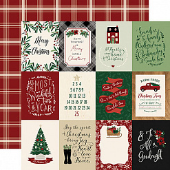 Набор бумаги 30х30 см с наклейками "A Cozy Christmas", 12 листов (Echo Park)