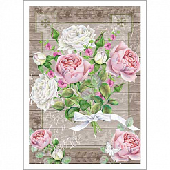 Тканевая карточка мини "Цветочная нежность. Розы" (ScrapMania)