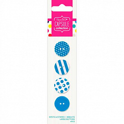 Набор пуговиц "Spots & Stripes Brights", цвет насыщенно голубой (DoCrafts)