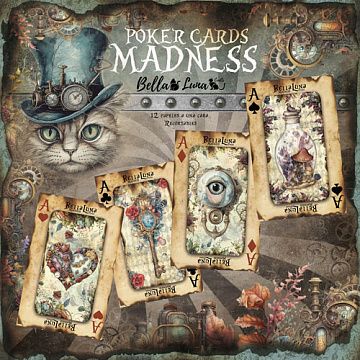Набор бумаги 30х30 см "Madness poker cards", 12 листов (BellaLuna)