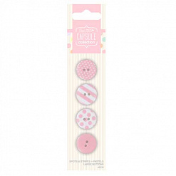 Набор пуговиц "Spots & Stripes Pastels", цвет нежно-розовый (DoCrafts)
