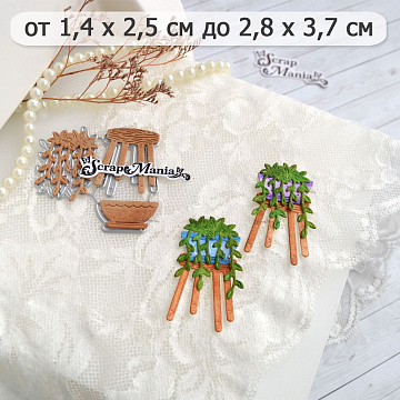 Нож "Цветочный магазин. Комнатное растение на табурете", 2,5х3,4 см (ScrapMania)