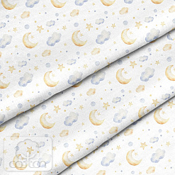 Отрез ткани 79х50 см "Луна в облаках" (Cotton)