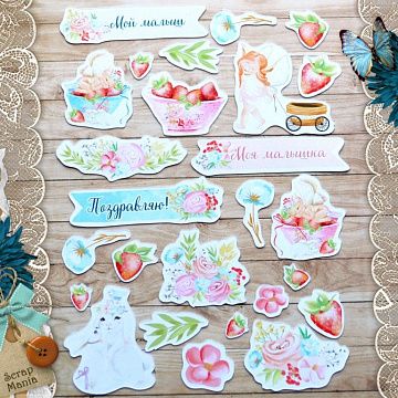 Набор высечек из бумаги "Клубничное детство", 26 шт (ScrapMania)