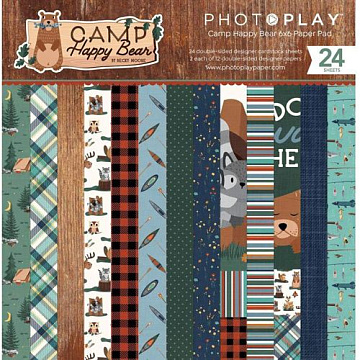 Набор бумаги 15х15 см "Camp happy bear", 24 листа (Photo Play)