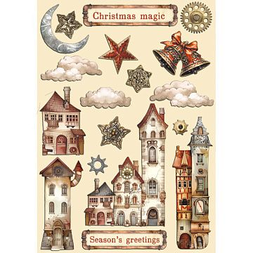 Набор деревянных украшений "Gear to up for Christmas", 18 шт (Stamperia)