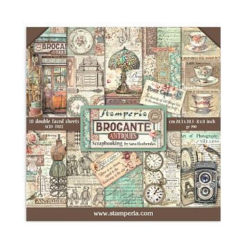 Набор бумаги 20х20 см "Brocante Antiques", 10 листов (Stamperia)