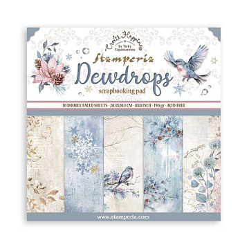 Набор бумаги 20х20 см "Dewdrops", 10 листов (Stamperia)