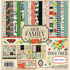 Набор бумаги 30х30 см с наклейками "Our family", 12 листов (Carta Bella)