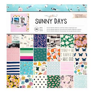 Набор бумаги 30х30 см с фольгированием "SunnyDays", 36 листов (Crate paper)