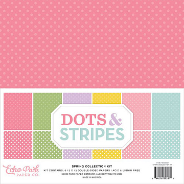 Набор бумаги 30х30 см "Dots & Stripes. Spring", 12 листов (Echo Park)